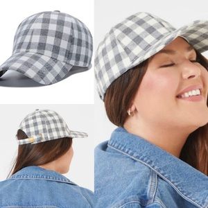 ❌SOLD❌Cocus Pocus Buffalo Check Baseball Cap Hat Gray Ivory Plaid New Adjustable